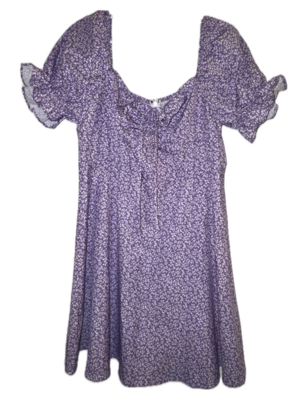SHEIN Lavender Floral Puff Sleeve Mini Dress